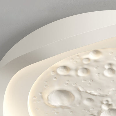 Plafonnier LED en fer avec abat-jour rond et texture de roche imitation résine pour salon, simplicité moderne 