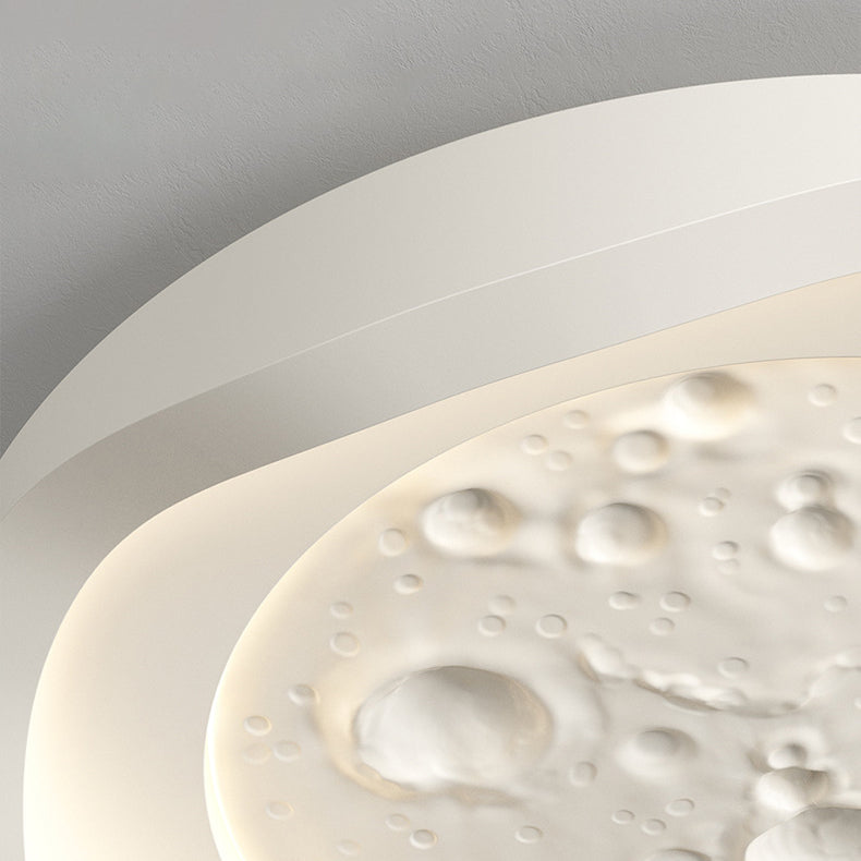 Plafonnier LED en fer avec abat-jour rond et texture de roche imitation résine pour salon, simplicité moderne 