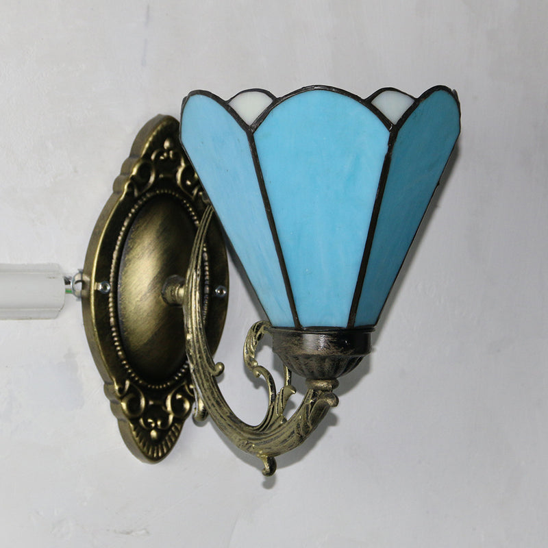 European Style Tiffany Baroque Stained Glass Bowl 1-Light Wall Sconce Lamp