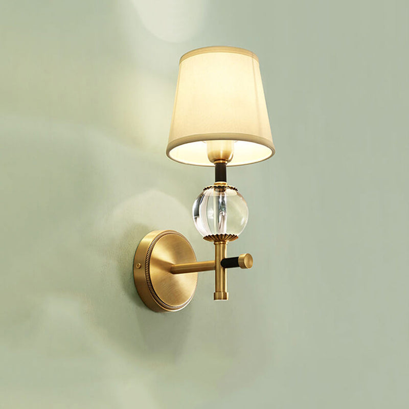 Modern American Brass Fabric 1/2 Light Wall Sconce Lamp