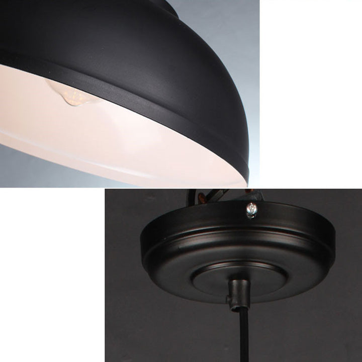 Lustre Suspendu à 1 Lumière avec Abat-jour Rond en Fer de Style Industriel 