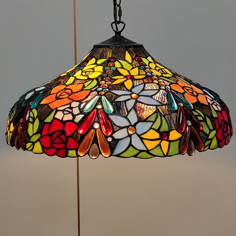 Europäische Vintage Tiffany Dragonfly 3-Licht-Kronleuchter 