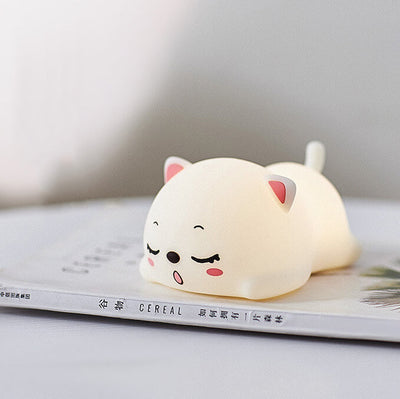 Lámpara de mesa con luz nocturna LED de control remoto de silicona creativa y encantadora de gato 