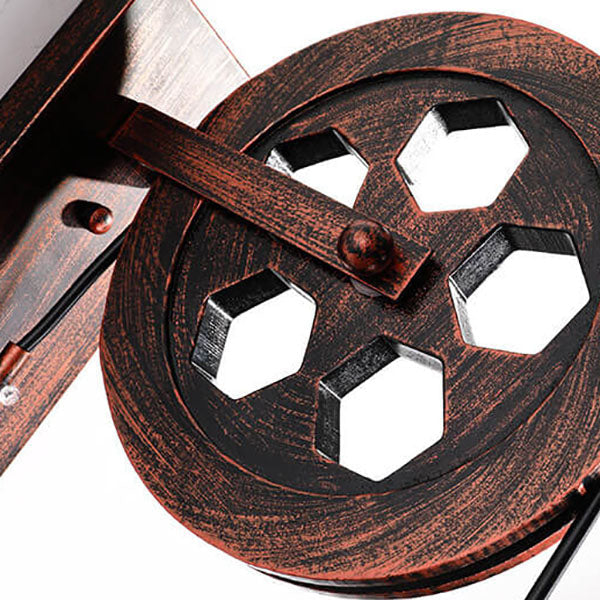Applique murale 1 lumière avec cage à poulie en fer industriel vintage 