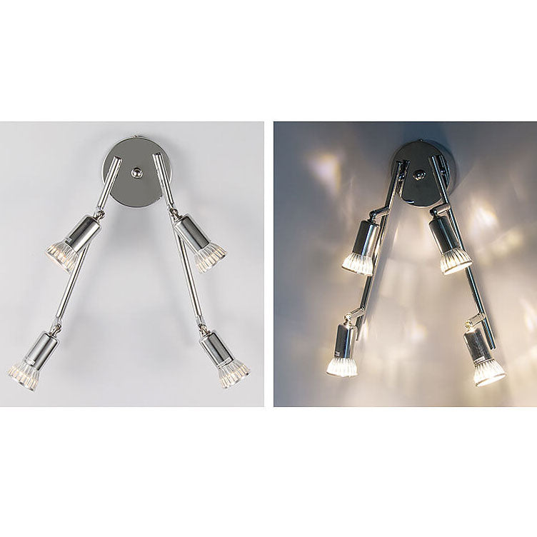 Moderno foco de montaje empotrado de 4 luces de metal cromado puro 