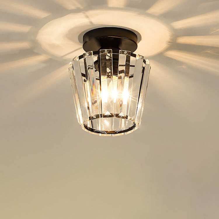 Moderne Luxus Rund Quadrat Trapez Hexagonal Eisen Kristall Glas 1-Licht Semi-Flush Mount Deckenleuchte 