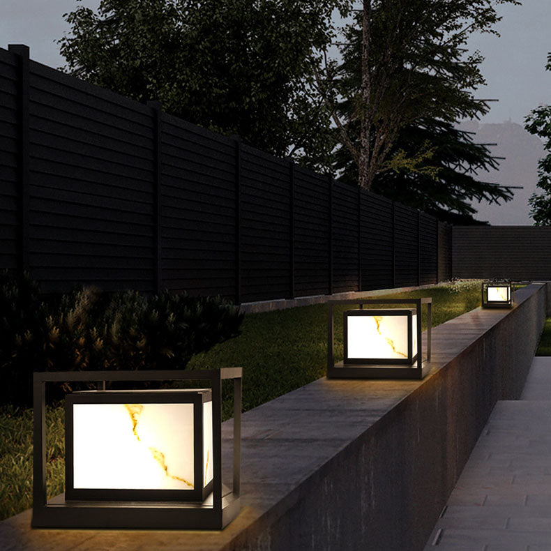 Modern Solar Square Chinese Outdoor Column Head Light LED Lawn Landscape Light