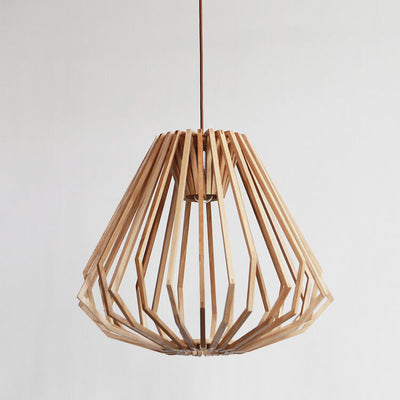 Vintage Creative Geometric Ash Wood 1-Light Pendant Light
