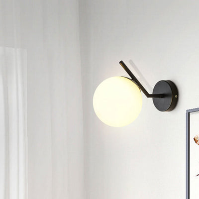 Nordic Minimalist Glass Ball Curve Lamp Arm 1-Light Wall Sconce