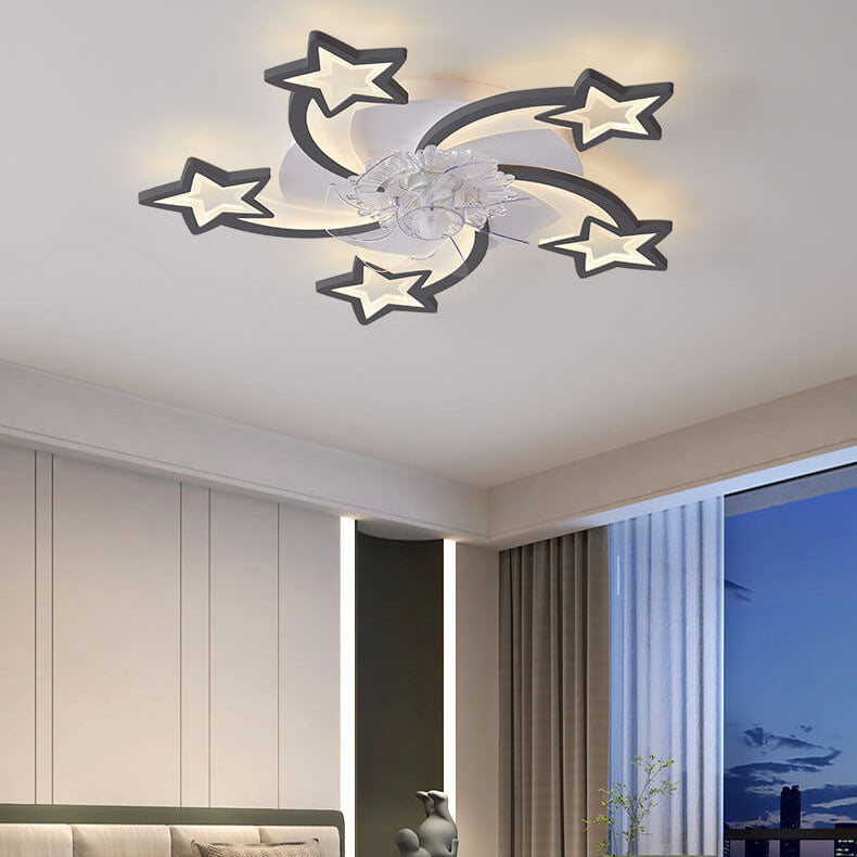 Ventilador de techo con luz LED de montaje empotrado de hierro acrílico plástico estilo escandinavo moderno 