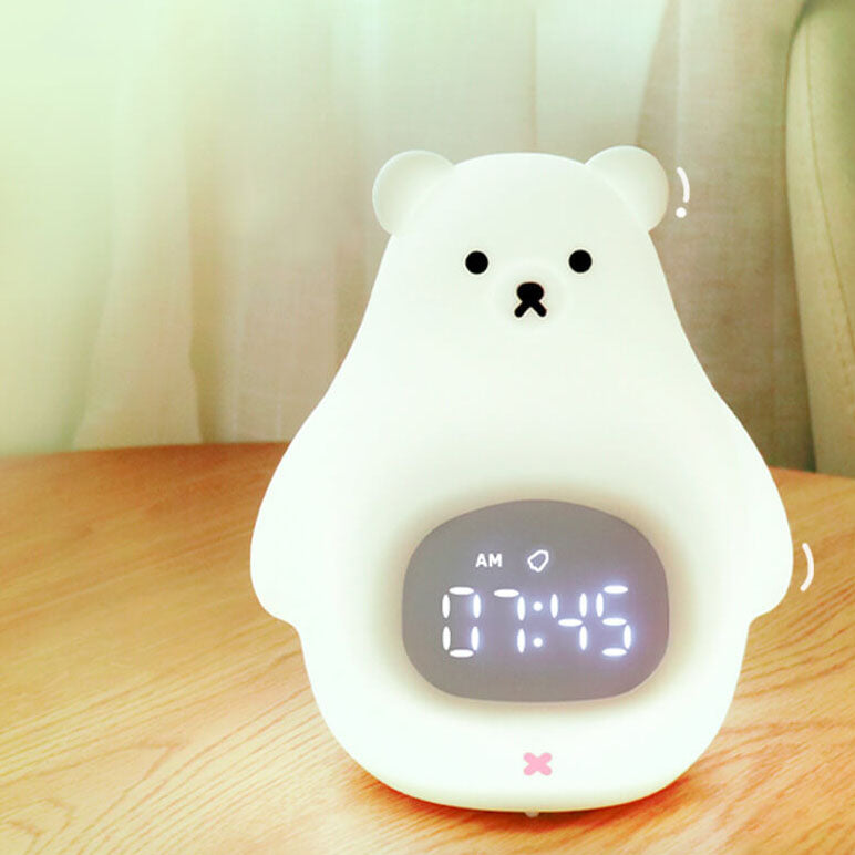 Réveil en silicone ours polaire avec lumière LED de nuit 