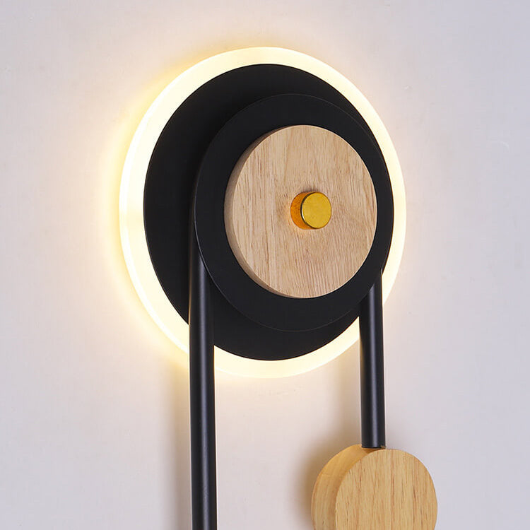 Nordic Creative Round Wood Acrylic Ring LED Wall Sconce Lamp