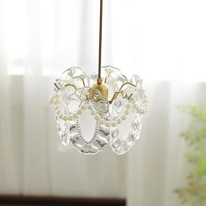 French Light Luxury Hardware Lampe suspendue à 1 lumière en verre 
