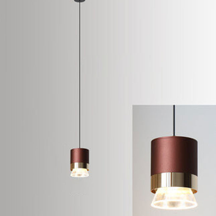 Nordic Light Luxury Cylindrical Aluminum Acrylic LED Pendant Light