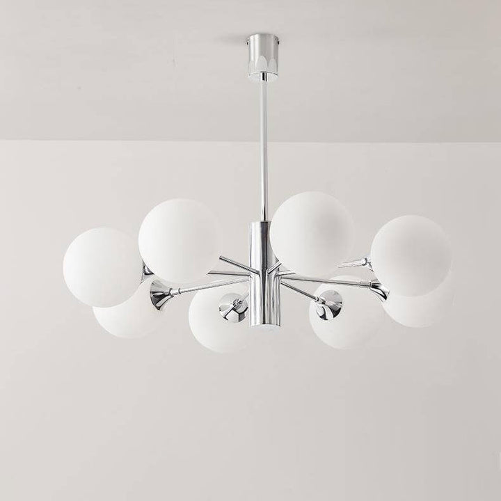 Modern Light Luxury White Round Ball Glass Iron 3/5/8-Light Chandelier