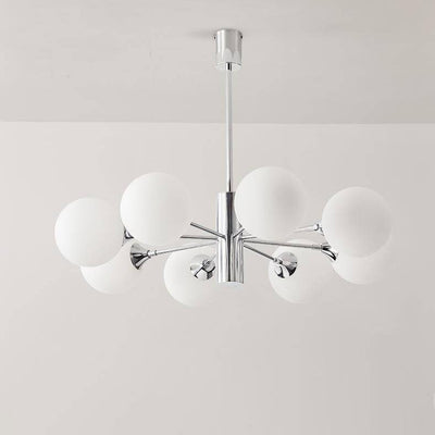 Modern Light Luxury White Round Ball Glass Iron 3/5/8-Light Chandelier