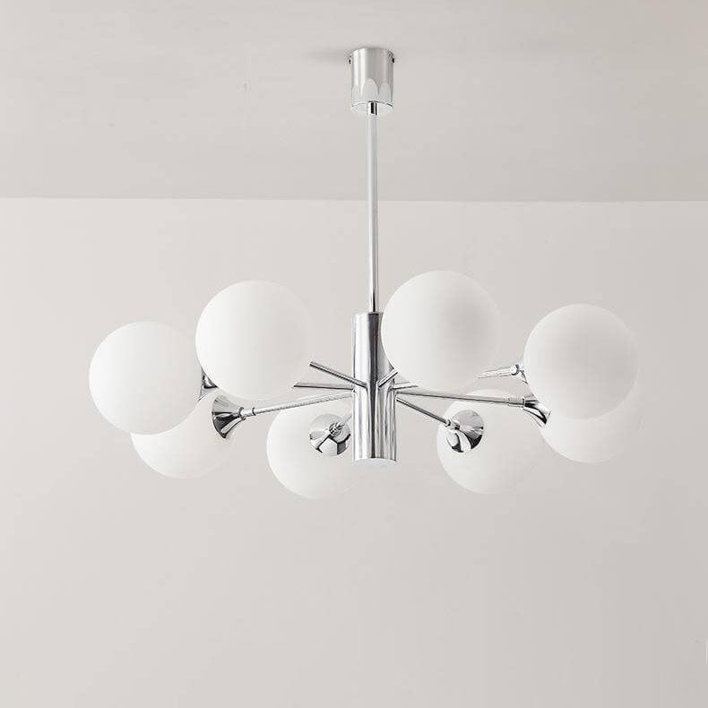 Modern Light Luxury White Round Ball Glass Iron 3/5/8-Light Chandelier