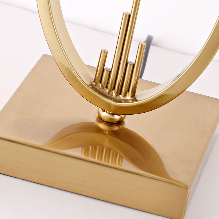 Lampe de table moderne minimaliste en tissu imitation cuivre à 1 lumière 