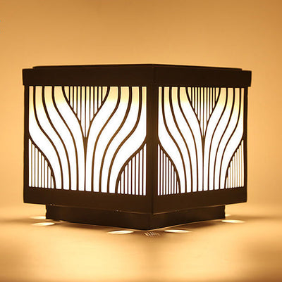 Modern Solar Patterned Stainless Steel Square Courtyard LED Path Lamp