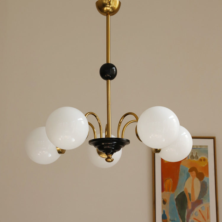 Lustre en verre cuivre traditionnel français Orb 3/4/5 lumières pour salon 