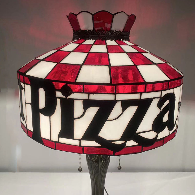 Tiffany Pizza Stained Glass Cone 1-Light Table Lamp