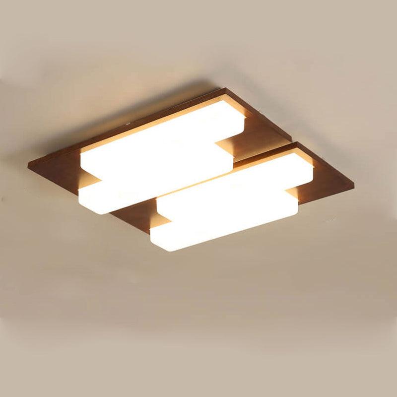 Nordic Creative Walnut Acrylic Rectangular LED Flush Mount Ceiling Light