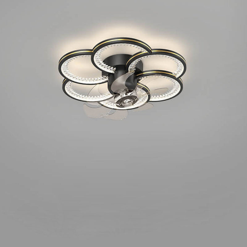 Modern Luxury Flower Petal Design LED Flush Mount Ceiling Fan Light