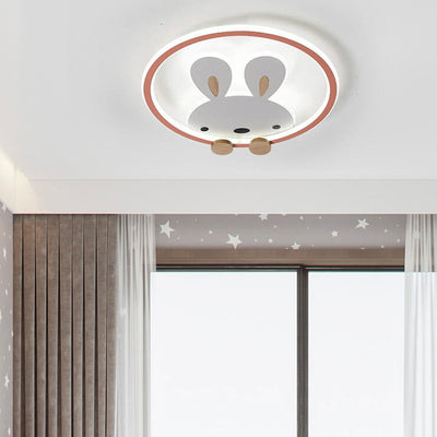 Childlike Creative Cartoon Rabbit Design LED Flush Mount Light