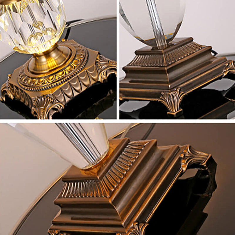 Lampe de table de luxe en alliage de zinc et cristal à 1 lumière, style européen 