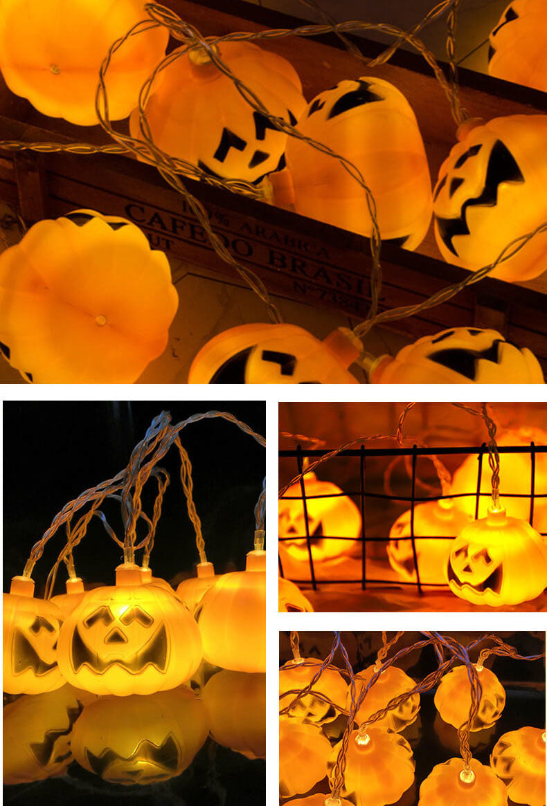 Halloween Pumpkin Festive Lamp Artistic 10/20 Lights Plastic Battery USB LED String Light