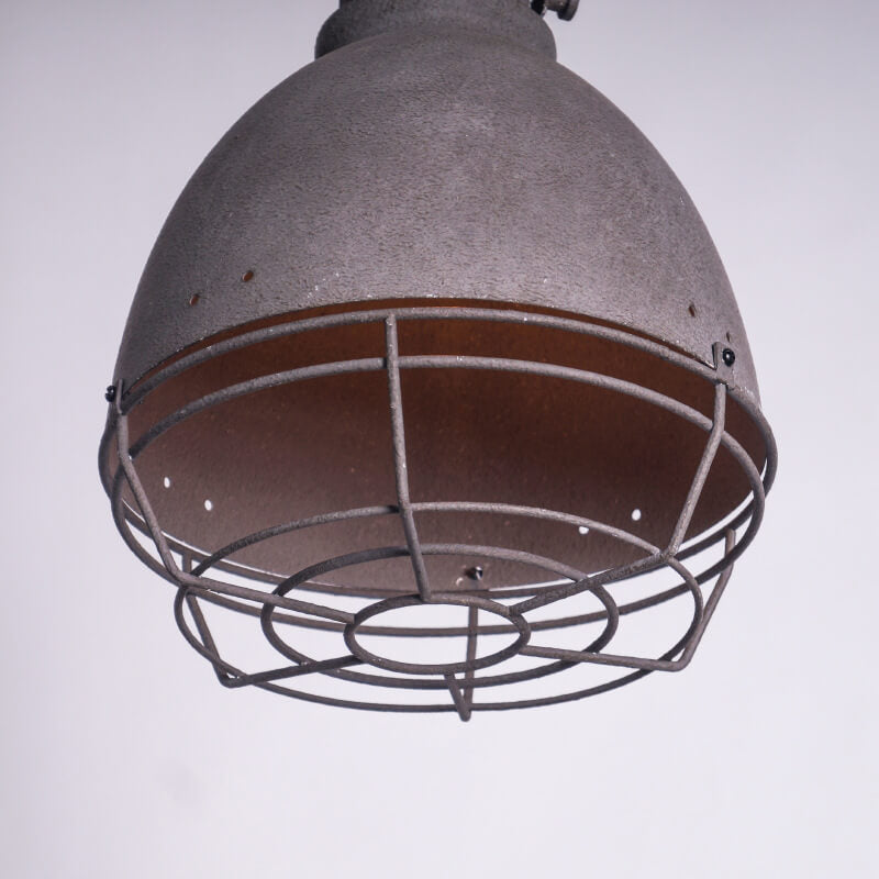 Retro Industrial Antique Older Metal 1 Light Bowl Shaped Pendant Light