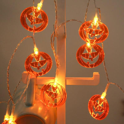 Citrouille d'Halloween 10/20 Lumière à Piles Solaire LED Lumière Décorative Guirlande Lumineuse en Plastique 