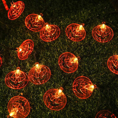 Citrouille d'Halloween 10/20 Lumière à Piles Solaire LED Lumière Décorative Guirlande Lumineuse en Plastique 