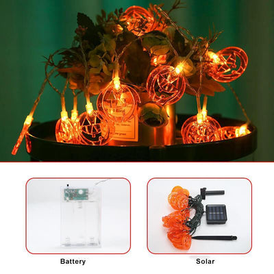 Halloween Kürbis 10/20 Licht Batterie Solar LED Licht Dekorative Kunststoff Lichterkette
