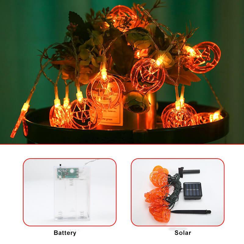 Halloween Pumpkin 10/20 Light Battery Solar LED Light Decorative Plastic String Light