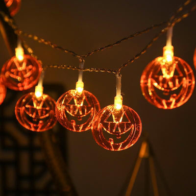 Citrouille d'Halloween 10/20 Lumière à Piles Solaire LED Lumière Décorative Guirlande Lumineuse en Plastique 
