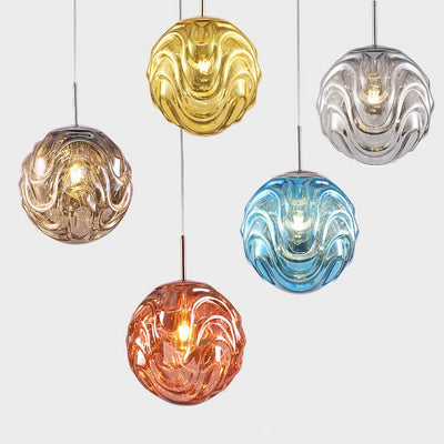 Creative Colorful Lava Glass Globe 1-Light Pendant Light