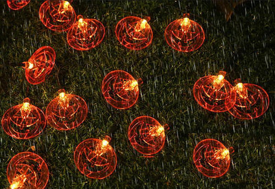 Citrouille d'Halloween 10/20 Lumière à Piles Solaire LED Lumière Décorative Guirlande Lumineuse en Plastique 