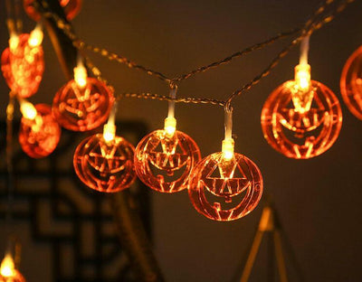 Citrouille d'Halloween 10/20 Lumière à Piles Solaire LED Lumière Décorative Guirlande Lumineuse en Plastique 