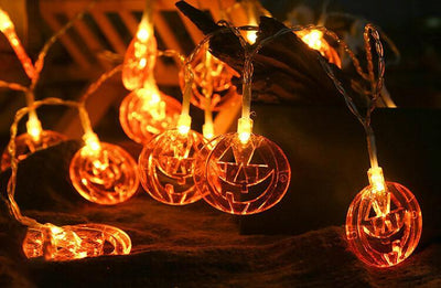 Citrouille d'Halloween 10/20 Lumière à Piles Solaire LED Lumière Décorative Guirlande Lumineuse en Plastique 