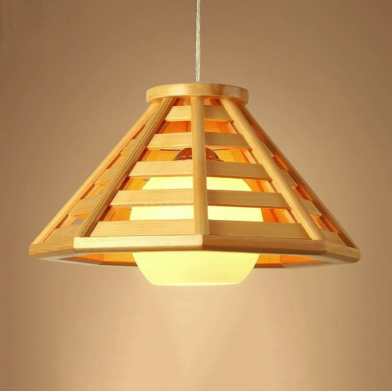 Modern Conical Wood Shade 1-Light Pendant Light