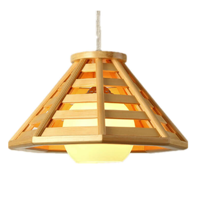 Modern Conical Wood Shade 1-Light Pendant Light