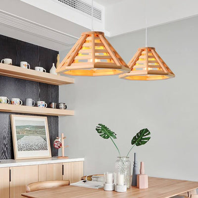 Modern Conical Wood Shade 1-Light Pendant Light