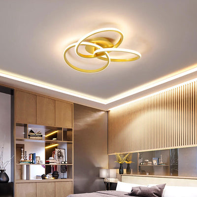 Nordic Light Luxury Ring Staggered Overlap Design LED Flush Mount Light