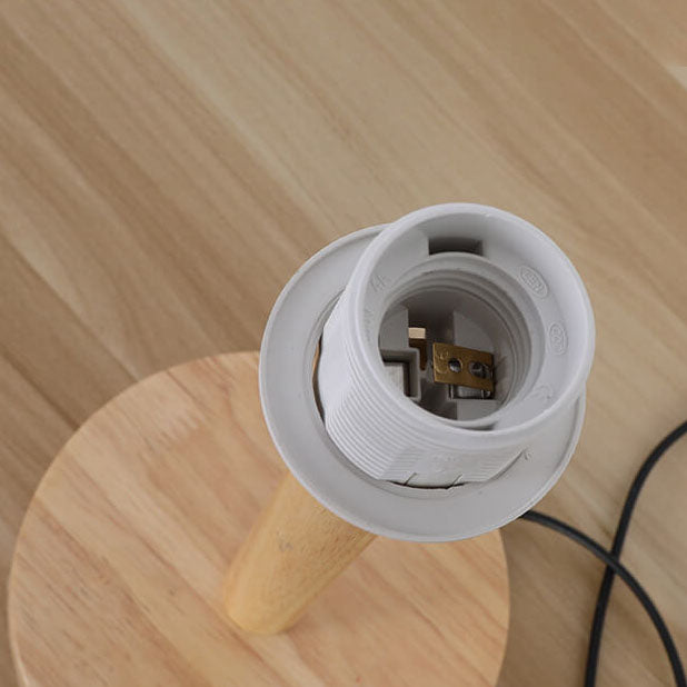 Lampe de table moderne et créative à 1 lumière en bois massif avec plumes décoratives 
