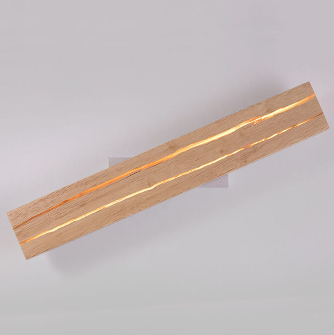 Lámpara Aplique de Pared LED Rectangular de Madera Craquelada Creativa Moderna 