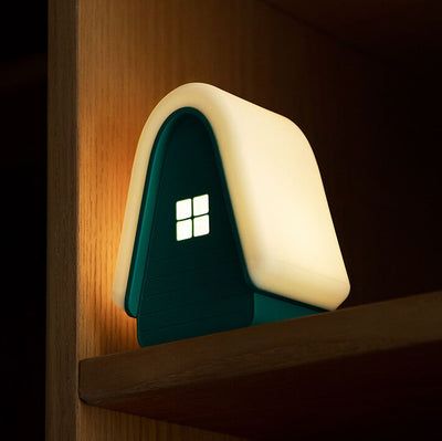 Lámpara de Mesa de Luz Nocturna LED Recargable USB de Silicona en Forma de Casa de Nieve Moderna de Dibujos Animados 