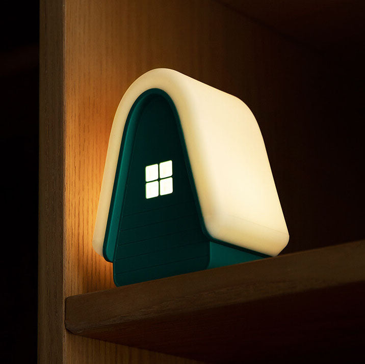 Lámpara de Mesa de Luz Nocturna LED Recargable USB de Silicona en Forma de Casa de Nieve Moderna de Dibujos Animados 
