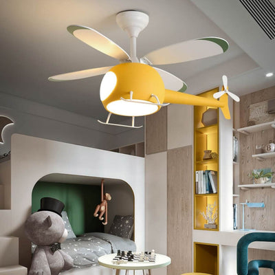 Simple Cartoon Aircraft LED Downrods Ceiling Fan Light