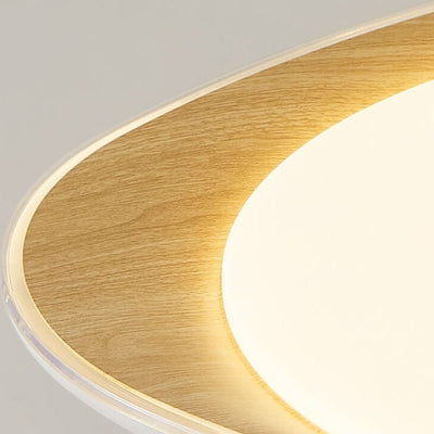 Modern Minimalist Wood Grain Pebble LED Flush Mount Ceiling Light